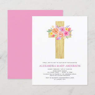 Budget Baptême Pastel Floral Rose Croix