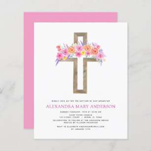 Budget Baptême Pastel Floral Rose Croix