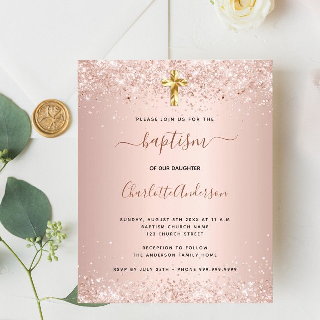 Budget baptême rose or invitation (Créateur téléchargé)