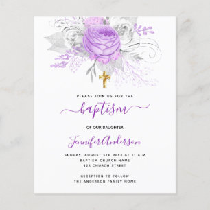 Budget Baptême violet florales fille blanche
