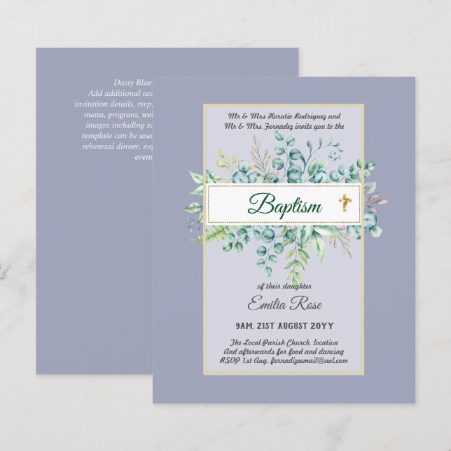 Budget BAPTISM Baptiser la verdure Feuilles Invita (Devant / Derrière)