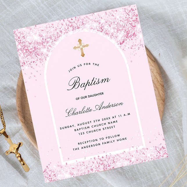 Budget baptism blush pink glitter dust arch girl (Créateur téléchargé)