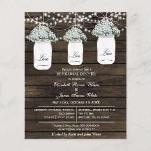 Budget Barn Wood Mason Dîner de répétition Jar Inv