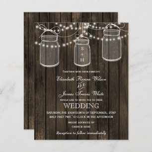 Budget Barnwood Mason Jars Mariage Invitations