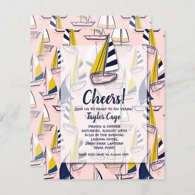 Budget Bateaux à voile Nautiques Invitations d'ann (Devant / Derrière)