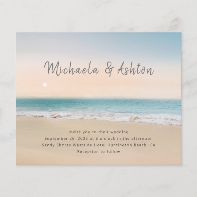 Budget Beach Destination Mariage Invitation (Devant)