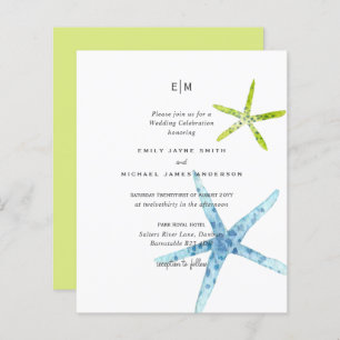 Budget Beachy Life Blue Lime Mariage Invite