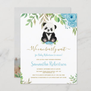 Budget Bear Baby shower Bleu Photo Invitation