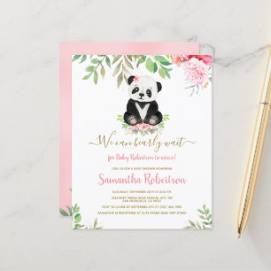Budget Bear Rose Rose Girl Baby shower Invitation