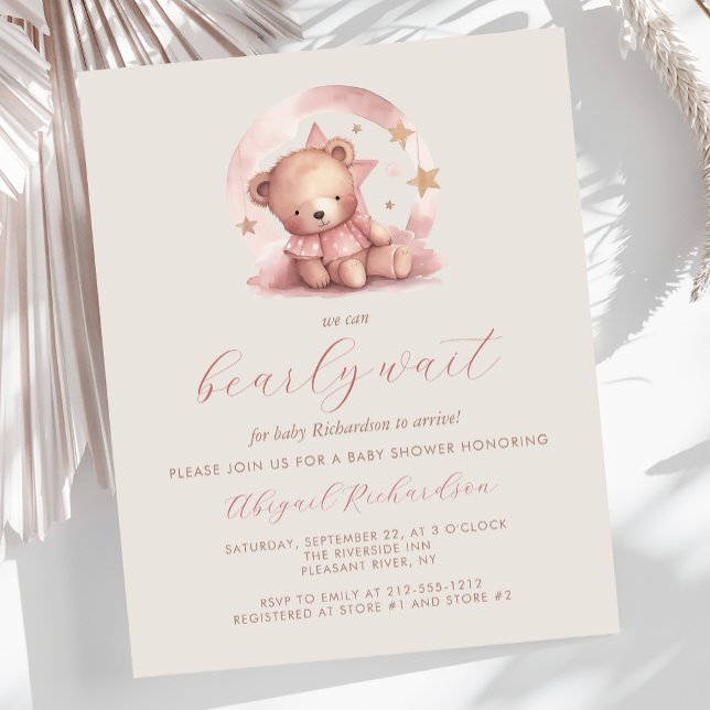 Budget Bearly Wait Pink Girl Bear Baby shower (Créateur téléchargé)