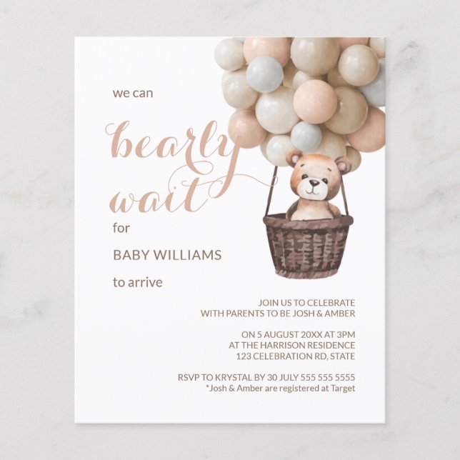 Budget Bearly Wait Teddy Balloons Girl Baby shower (Devant)