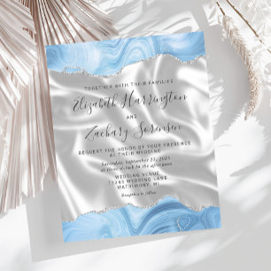 Budget Bébé Bleu Argent Agate Mariage de soie blan