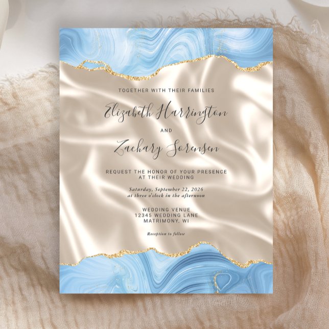 Budget Bébé Bleu Or Agate Ivoire Soie Mariage (Créateur téléchargé)