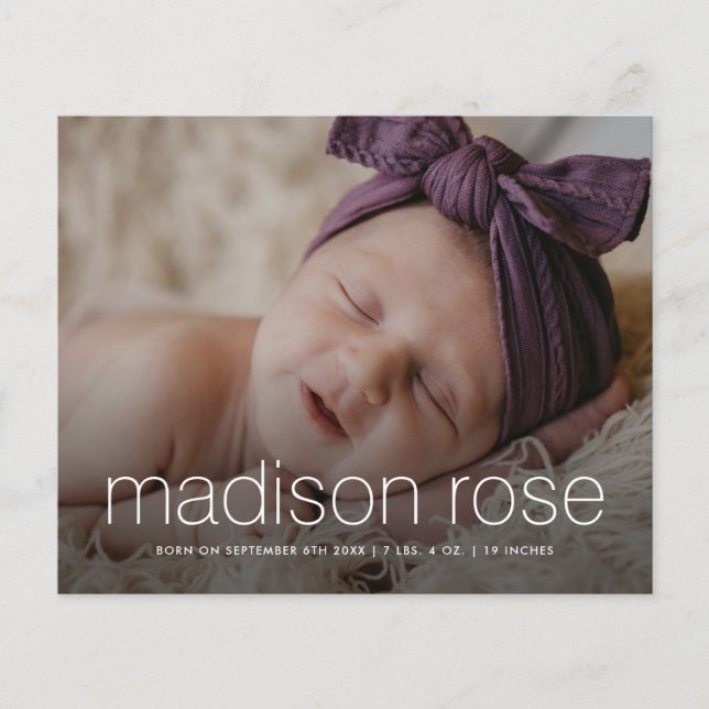 Budget bébé nom 3 photo faire-part de naissance (Devant)