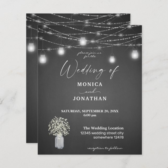 Budget Bébé's Breath, G Chalkboard, String Lights (Devant / Derrière)