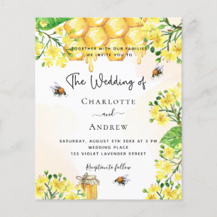 Budget Bee mariage jaune florales invitation