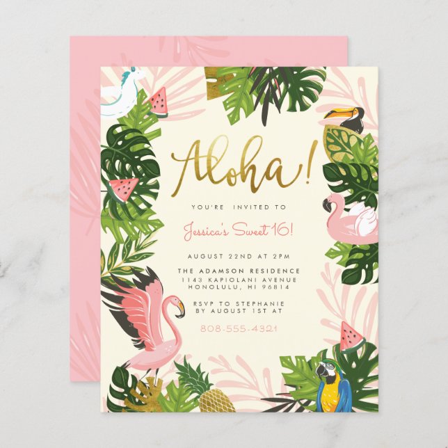 Budget Beige Aloha Hawaii Tropical Gold Anniversai (Devant / Derrière)