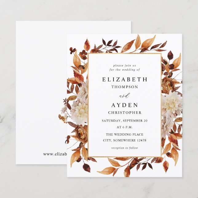 Budget Beige Automne Floral 2 Mariage (Devant / Derrière)