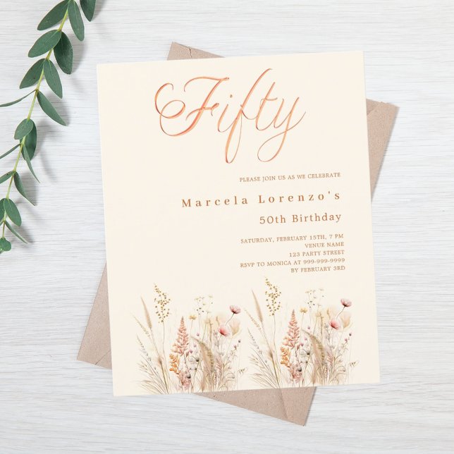 budget beige crème fleur sauvage 50e anniversaire (Créateur téléchargé)