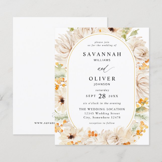 Budget Beige & Orange Floral Mariage 2 (Devant / Derrière)