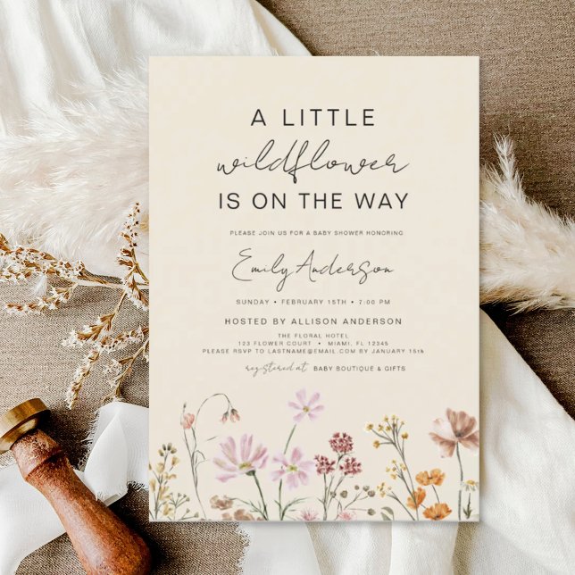 Budget Beige Un Peu Baby shower Fleur sauvage (Créateur téléchargé)