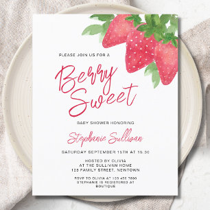 Budget Berry Sweet Strawberry Baby shower Invitati