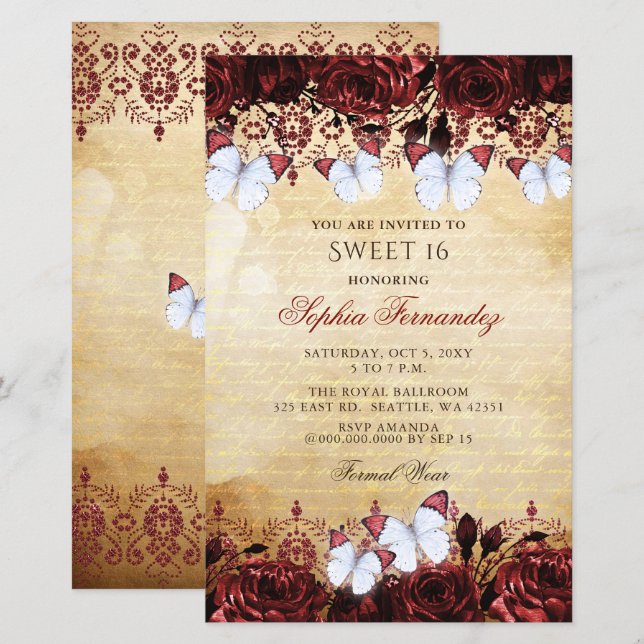 Budget Beurre rouge doux 16 Invitation (Devant / Derrière)