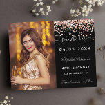 Budget birthday black rose photo Save the Date<br><div class="desc">A photo Save the date for a 40th (or any age) birthday
On front: Add a vertical size photo. A black background color,  decorated with rose gold faux glitter dust. Personalize and add a name and details.</div>