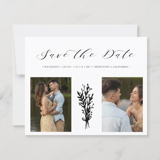 Budget Black 2 Photos Collage Wedding Branches (Devant)