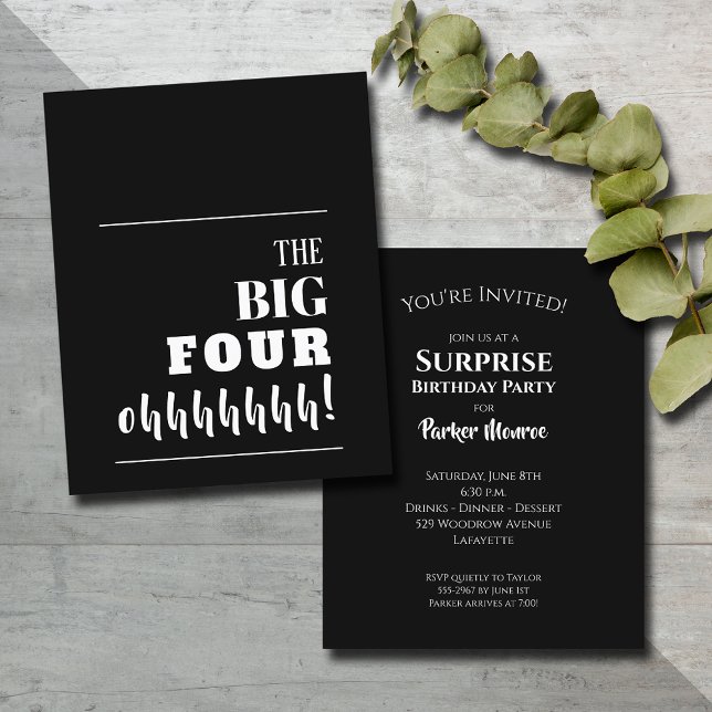 Budget Black and White 40th Birthday Invitations (Créateur téléchargé)