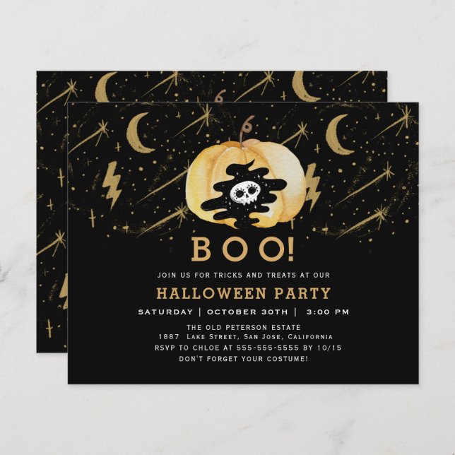 Budget Black Fun Halloween Citrouilles étoiles (Devant / Derrière)