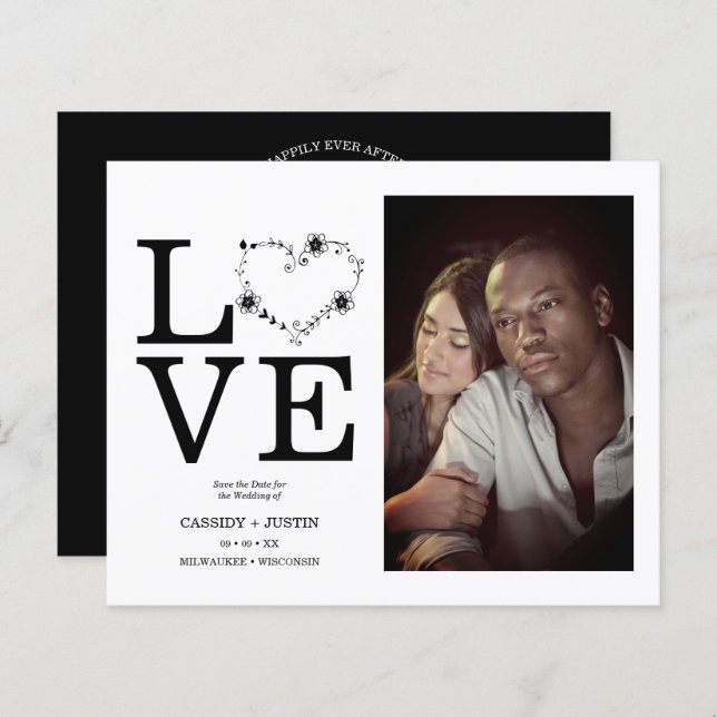 Budget Black Funny Floral Love Coeur Personnalisé  (Devant / Derrière)