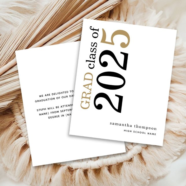 Budget Black Gold 2024 Faire-part de graduation (front and back page)