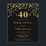 Budget Black Gold 40th Birthday Mens Invitation mo<br><div class="desc">Budget Black Gold 40th Birthday Mens Invitation moderne</div>