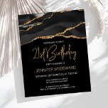 Budget Black Gold Agate 21e anniversaire Invitatio<br><div class="desc">Cette invitation branchée de 21ème anniversaire présente une image aquarelle d'une géode agate en noir avec des reflets d'or. Les mots "21e anniversaire" apparaissent dans la parties scintillant en faux or dans la police d'écriture moderne décorative sur un arrière - plan noir. Customisez-le avec le nom de l'honoré dans le...</div>