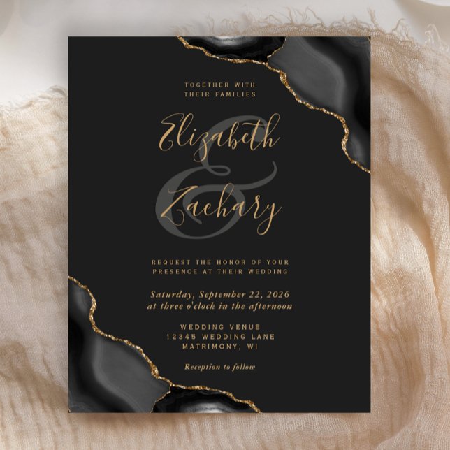 Budget Black Gold Agate Corners Dark Mariage (Créateur téléchargé)