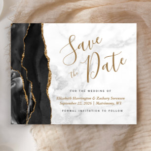 Budget Black Gold Agate Gris Marbre Save the Date