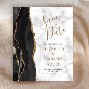 Budget Black Gold Agate Marble Enregistrer la Date