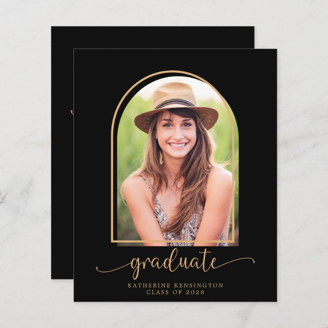Budget Black Gold Arch Photo Graduation Party (Devant / Derrière)