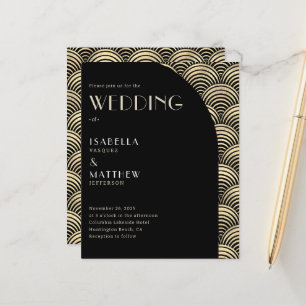 Budget Black Gold Art Déco Faire-part de mariage