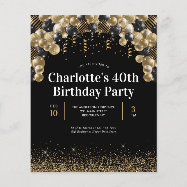 Budget Black Gold Balloon Parties scintillant Tout (Devant)