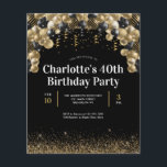 Budget Black Gold Balloon Parties scintillant Tout<br><div class="desc">Glam moderne Parties scintillant d'or noir étincelant élégant ballon Confetti n'importe quel âge Anniversaire Invitation</div>
