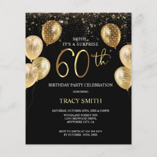 BUDGET Black Gold Balloons 60e Anniversaire surpri