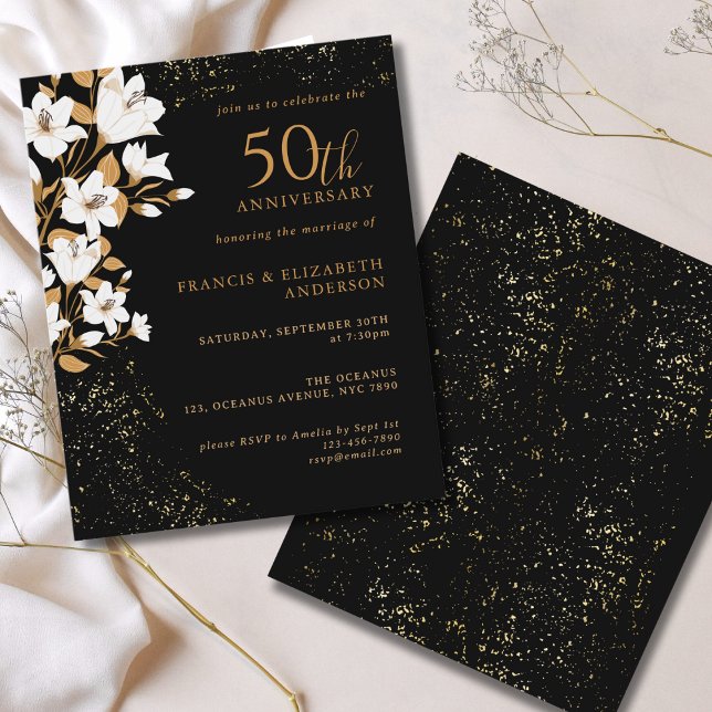 Budget Black Gold Floral 50e anniversaire Mariage (Créateur téléchargé)