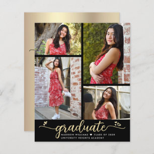 Budget Black Gold Graduation 4 Photo Script Invita