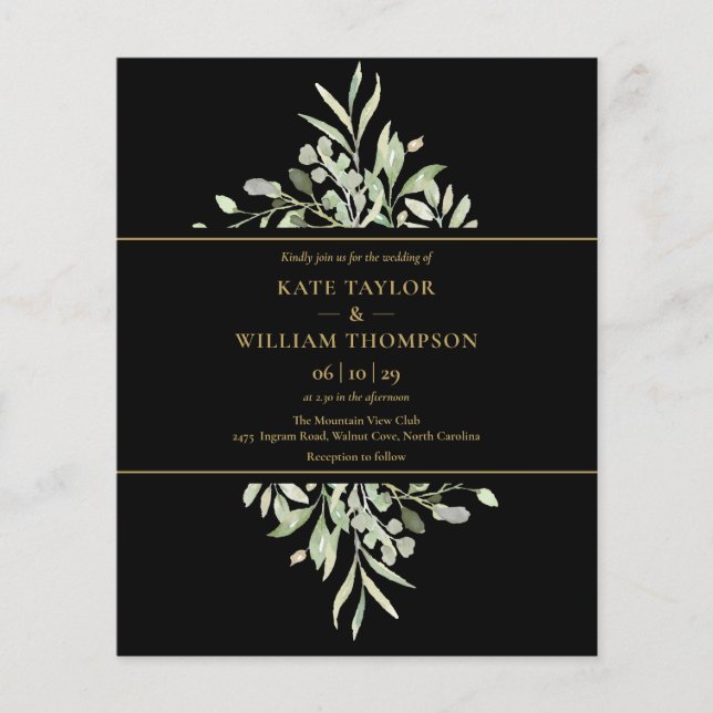 Budget Black Gold Invitation photo Mariage (Devant)