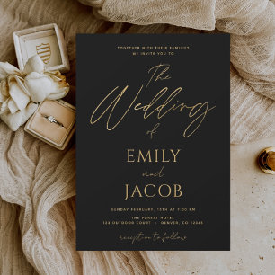 Budget Black Gold Mariage Invitation moderne