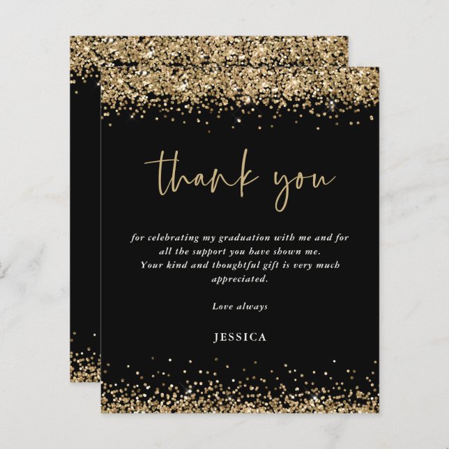 Budget Black Gold Parties scintillant 2024 Graduat (Devant / Derrière)