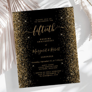 Budget Black Gold Parties scintillant 50e annivers