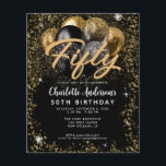 Budget Black Gold Parties scintillant Balloon N'im<br><div class="desc">Glam Faux Or Noir Cuivre Jaune Parties scintillant étincelante Balloon Élégant Style Tout âge Anniversaire Invitation</div>